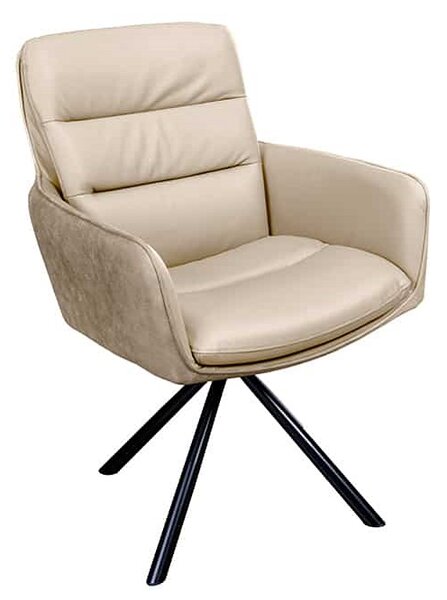 Designová otočná židle Maddison béžová kůže