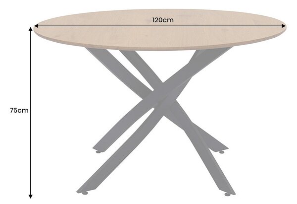 Kulatý jídelní stůl Pahukumaa 120 cm vzor divoký dub