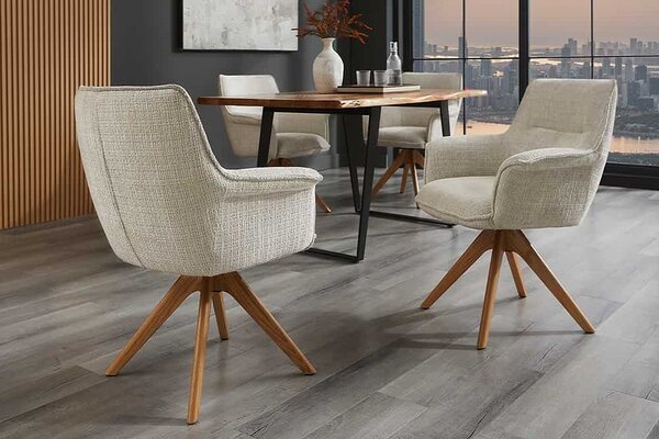Designová otočná židle Kahikilani béžová / dub