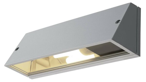 BIG WHITE SLV PEMA, venkovní nástěnné svítidlo, TC-(D,H,T,Q)SE, IP44, hranaté, stříbrošedé, max. 15 W 230034