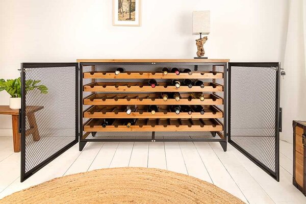 Designová vitrína na víno Winebar 127 cm jedle