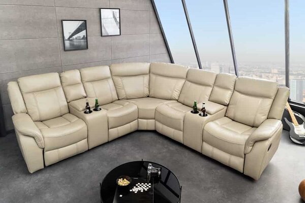 Designová rohová sedačka Movie 270 cm béžová ekokůže