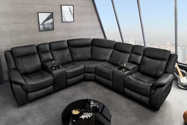 Designová rohová sedačka Movie 270 cm černá ekokůže