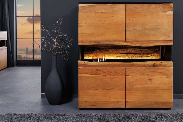 Designová vysoká komoda Feleti 120 cm akácie