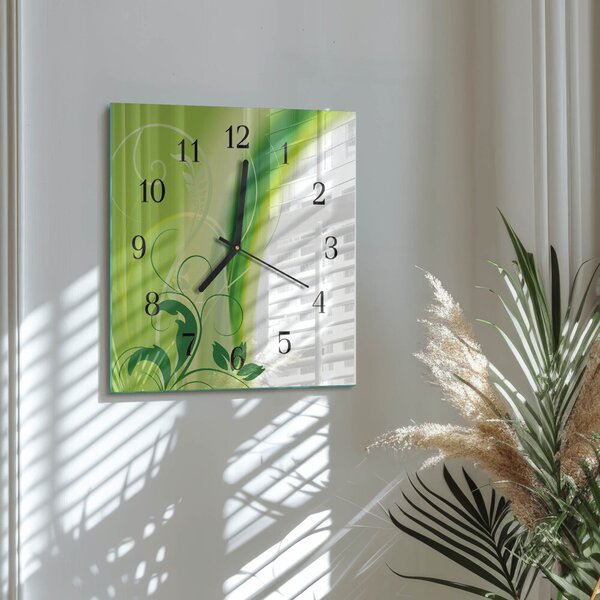 Skleněné hodiny na stěnu Květinový vzor zskc-30x30-00057683