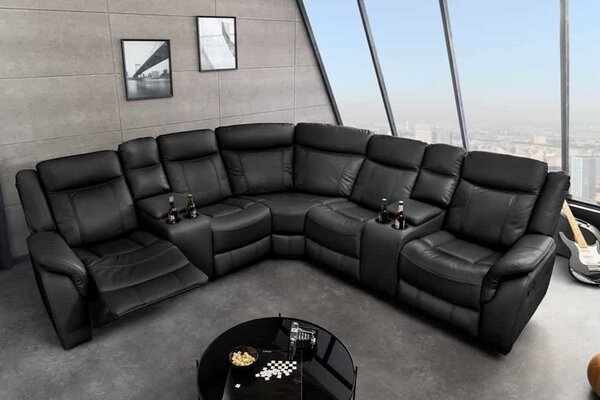 Designová rohová sedačka Movie 270 cm černá ekokůže