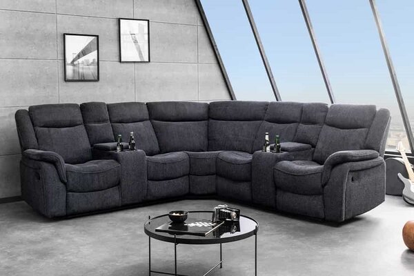 Designová rohová sedačka Movie 270 cm tmavě šedá