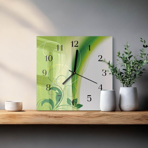 Skleněné hodiny na stěnu Květinový vzor zskc-30x30-00057683