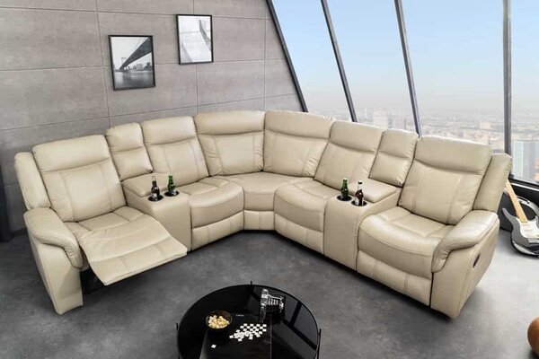 Designová rohová sedačka Movie 270 cm béžová ekokůže