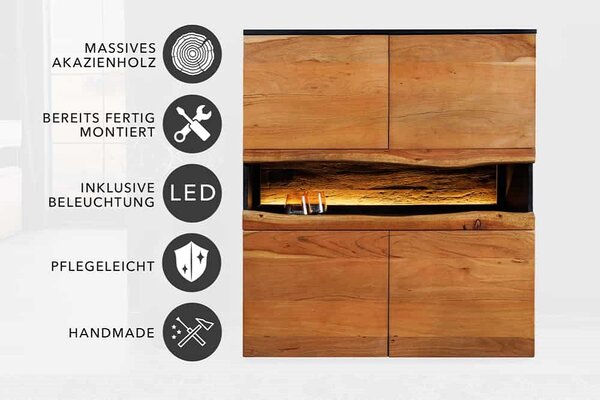 Designová vysoká komoda Feleti 120 cm akácie