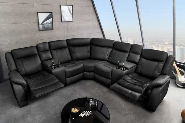 Designová rohová sedačka Movie 270 cm černá ekokůže