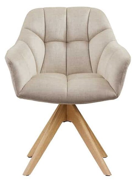 Designová otočná židle Vallerina béžový samet / dub
