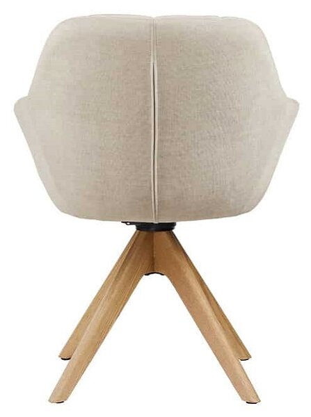 Designová otočná židle Vallerina béžový samet / dub