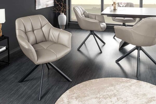 Designová otočná židle Vallerina taupe kůže