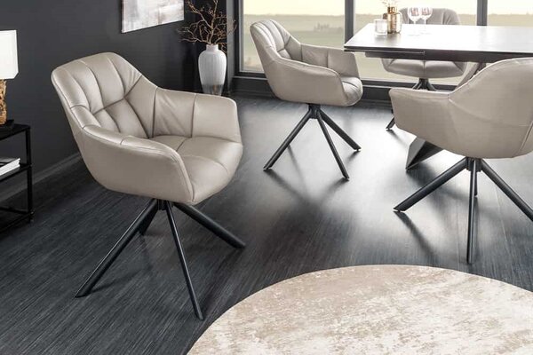 Designová otočná židle Vallerina taupe kůže