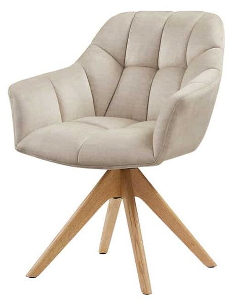Designová otočná židle Vallerina béžový samet / dub