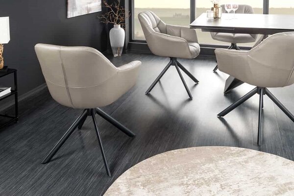 Designová otočná židle Vallerina taupe kůže