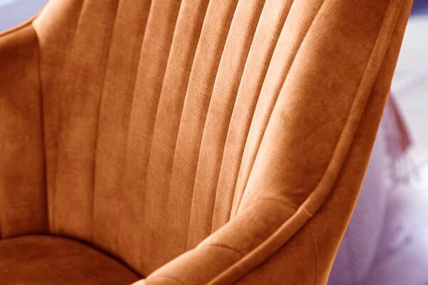 Designová otočná židle Gaura tmavě - hořčicový samet - skladem