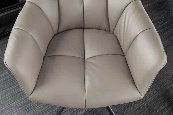 Designová otočná židle Vallerina taupe kůže