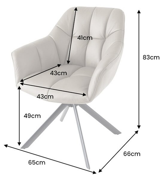 Designová otočná židle Vallerina taupe kůže