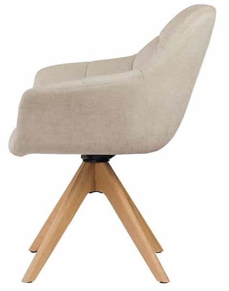 Designová otočná židle Vallerina béžový samet / dub
