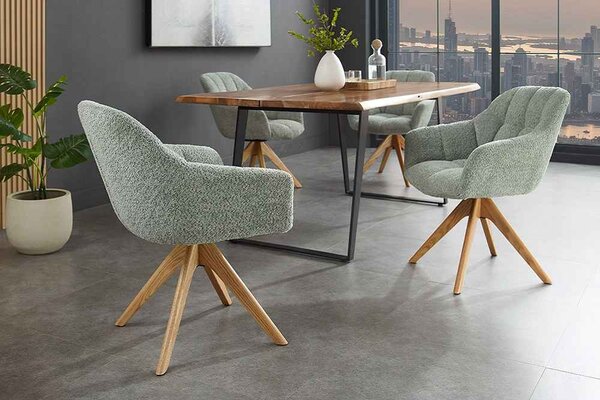 Designová otočná židle Vallerina šalvějová zelená / dub