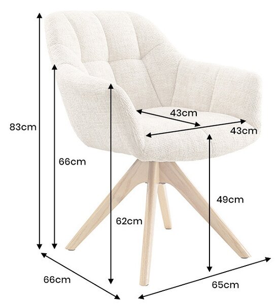 Designová otočná židle Vallerina šampaňská béžová / dub