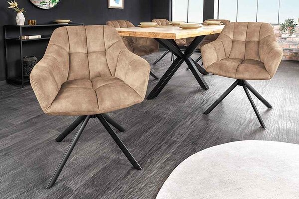 Designová otočná židle Vallerina šedo-hnědý samet