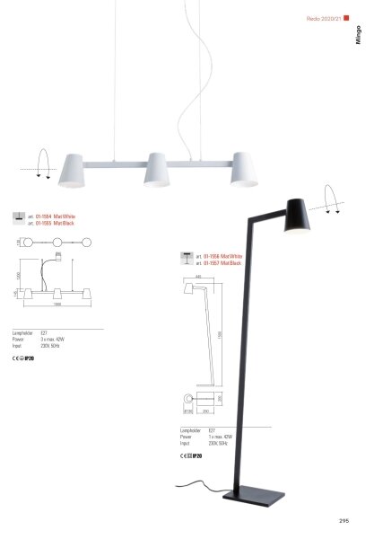 Redo 01-1556 - Stojací lampa MINGO 1xE27/42W/230V bílá