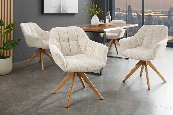 Designová otočná židle Vallerina šampaňská béžová / dub