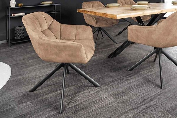 Designová otočná židle Vallerina šedo-hnědý samet