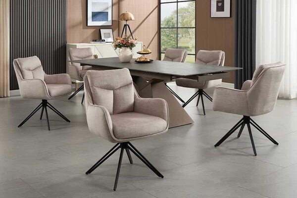 Designová otočná židle Brock béžový samet