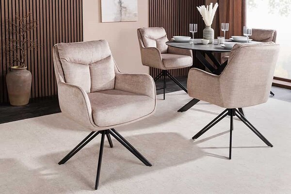 Designová otočná židle Brock béžový samet