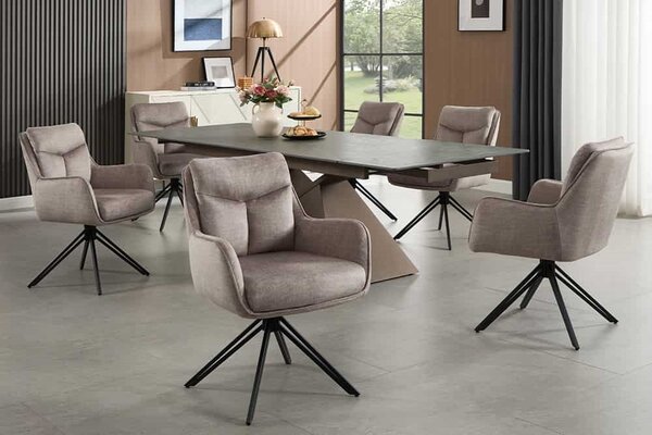 Designová otočná židle Brock taupe samet