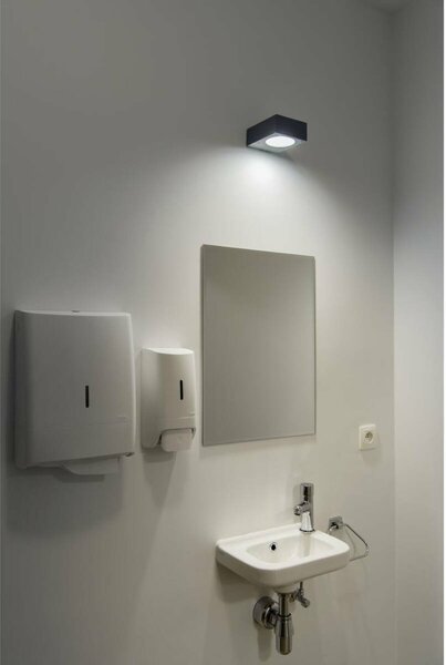 BIG WHITE SLV QUADRASYL WL 15, venkovní nástěnné svítidlo, úsporná žárovka GX53, IP44, hranaté, D/Š/V 15/12/5,5 cm, antracit, max. 1