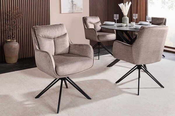 Designová otočná židle Brock taupe samet
