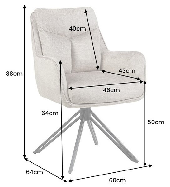 Designová otočná židle Brock taupe samet