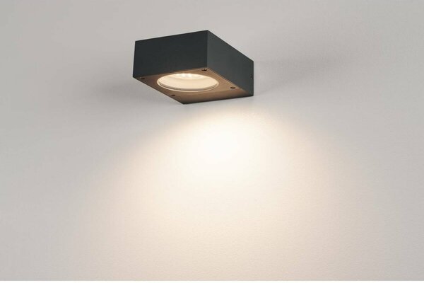 BIG WHITE SLV QUADRASYL WL 15, venkovní nástěnné svítidlo, úsporná žárovka GX53, IP44, hranaté, D/Š/V 15/12/5,5 cm, antracit, max. 1