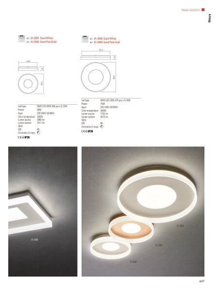 Redo 01-2004 - LED Stm stropní svítidlo MAYA LED/75W/230V pr. 60 cm zlatá