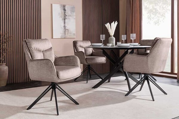 Designová otočná židle Brock taupe samet