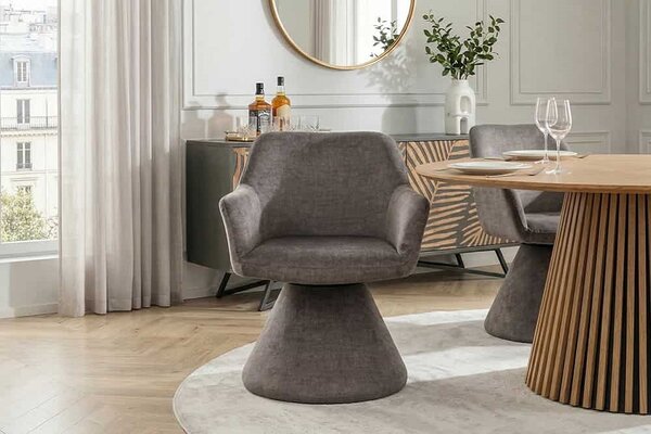 Designová otočná židle Deimena šedý samet