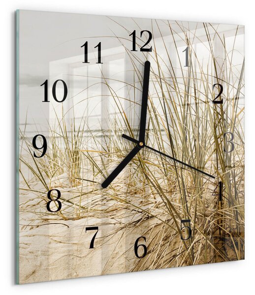 Skleněné hodiny na stěnu Plážová tráva zskc-30x30-00057695