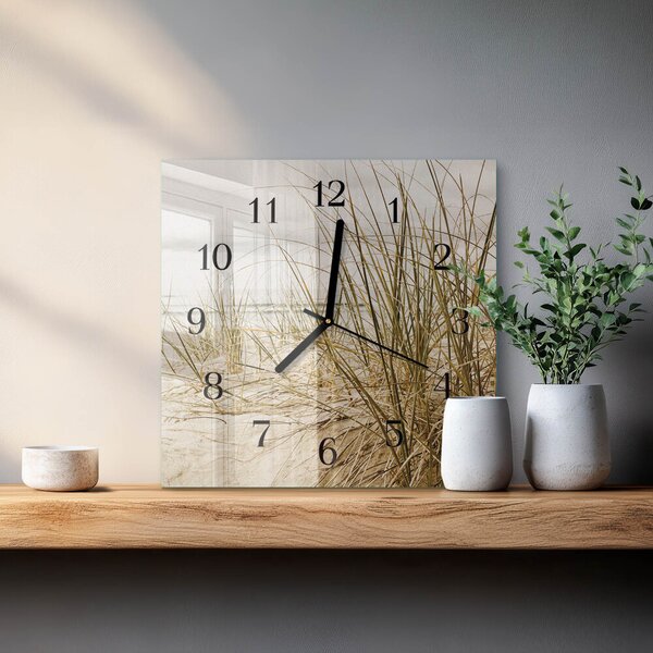 Skleněné hodiny na stěnu Plážová tráva zskc-30x30-00057695