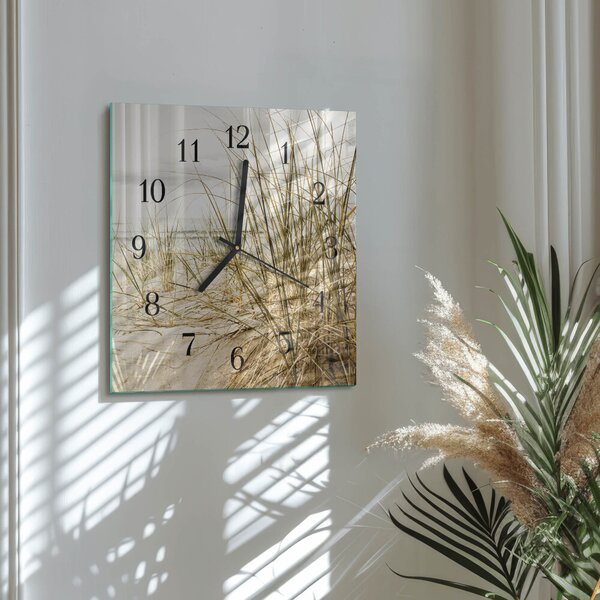 Skleněné hodiny na stěnu Plážová tráva zskc-30x30-00057695