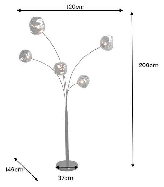 Designová stojanová lampa Hanzila 200 cm šedá