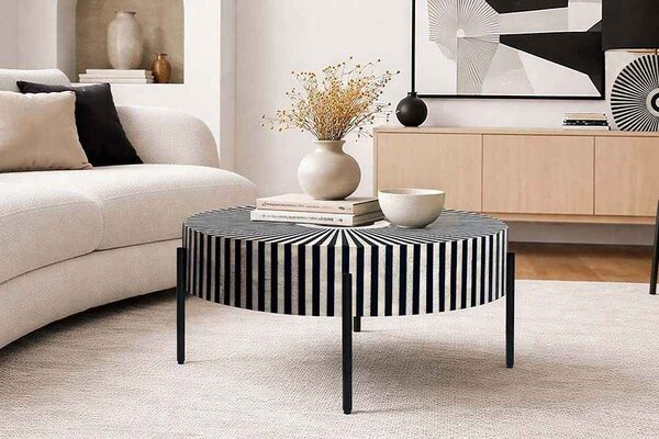Designový konferenční stolek Ilissa 64 cm černo-bílý