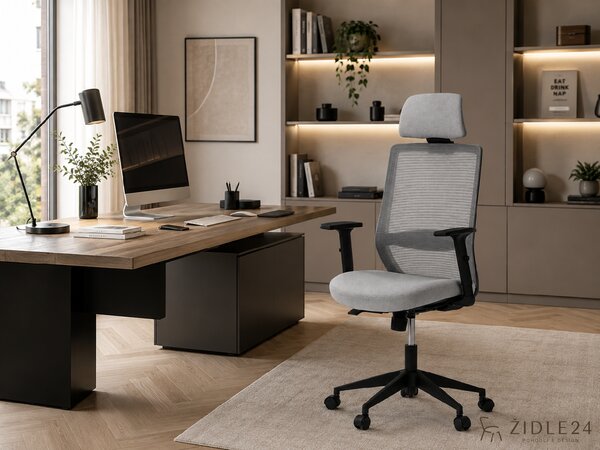 Ergonomická kancelářská židle AURELIE - šedá síťovina