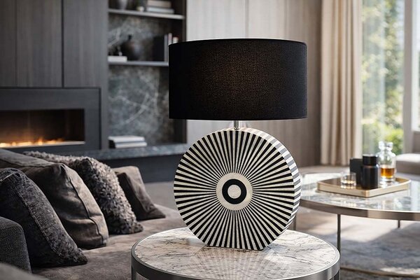 Designová stolní lampa Ilissa 62 cm černo-bílá
