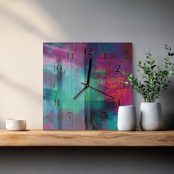 Skleněné hodiny na stěnu Barevná malba zskc-30x30-00057707