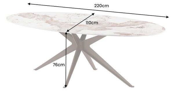 Oválný keramický jídelní stůl Tavianna 220 cm bronzový